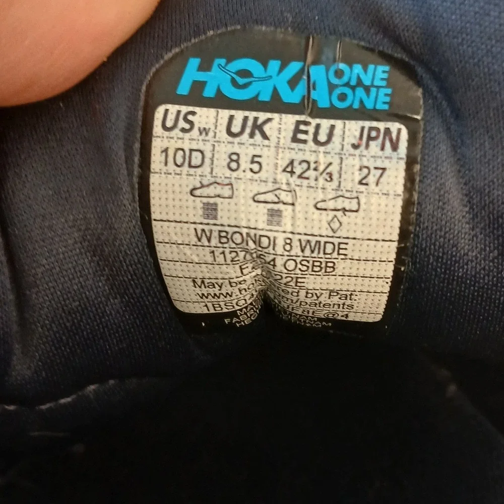 Hoka One One Bondi 8 Women 10 D Wide Blue Running Shoes Sneakers 1127954 OSBB